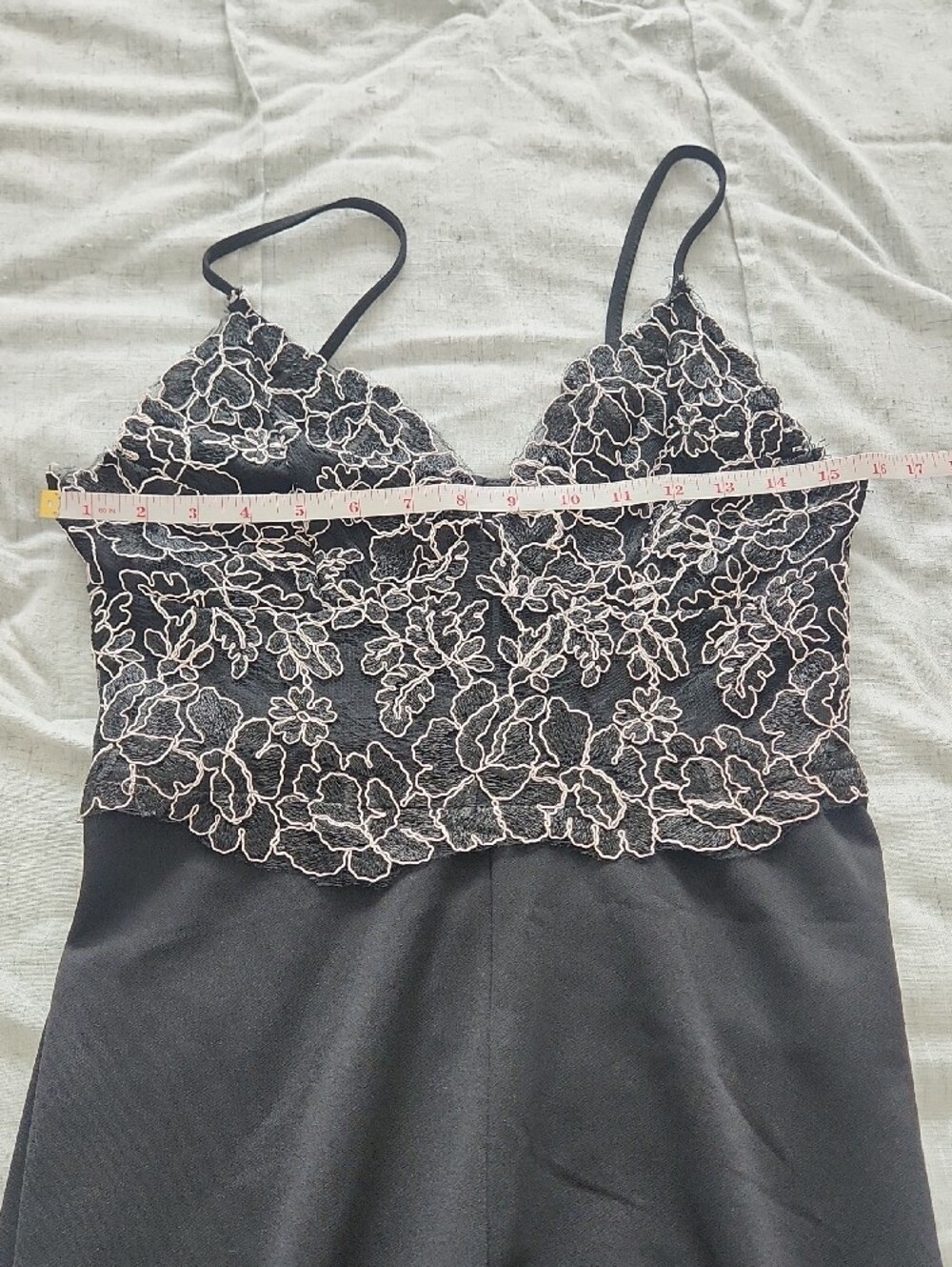 Black Lace Bodice Flared Jumpsuit, River Island - Picture 5 of 10